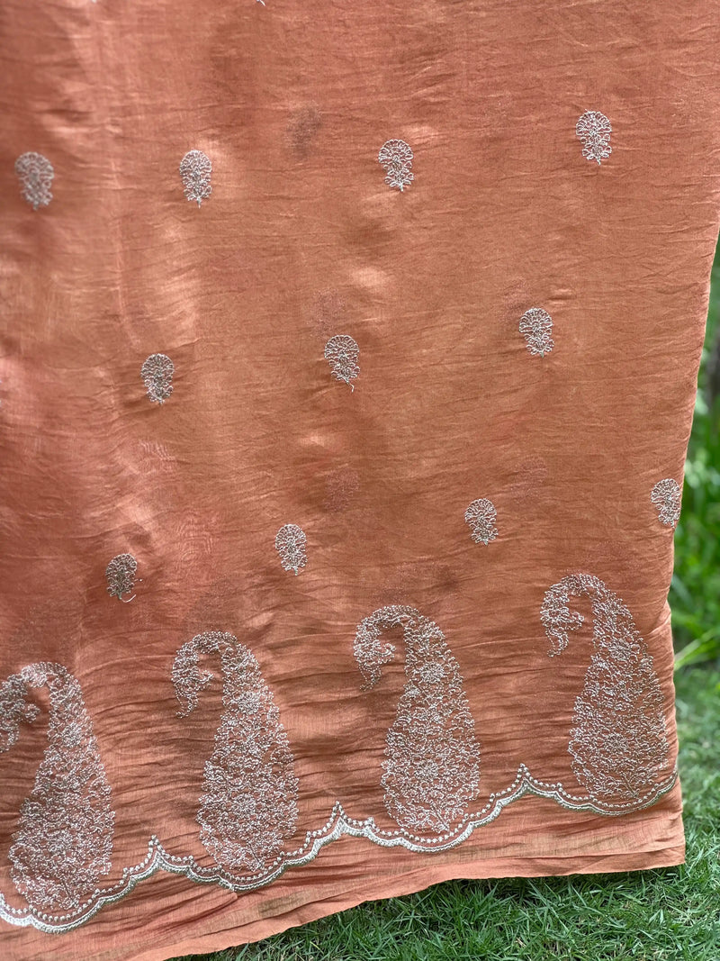 Embroidered 40gm Banarasi Chanderi Fabric