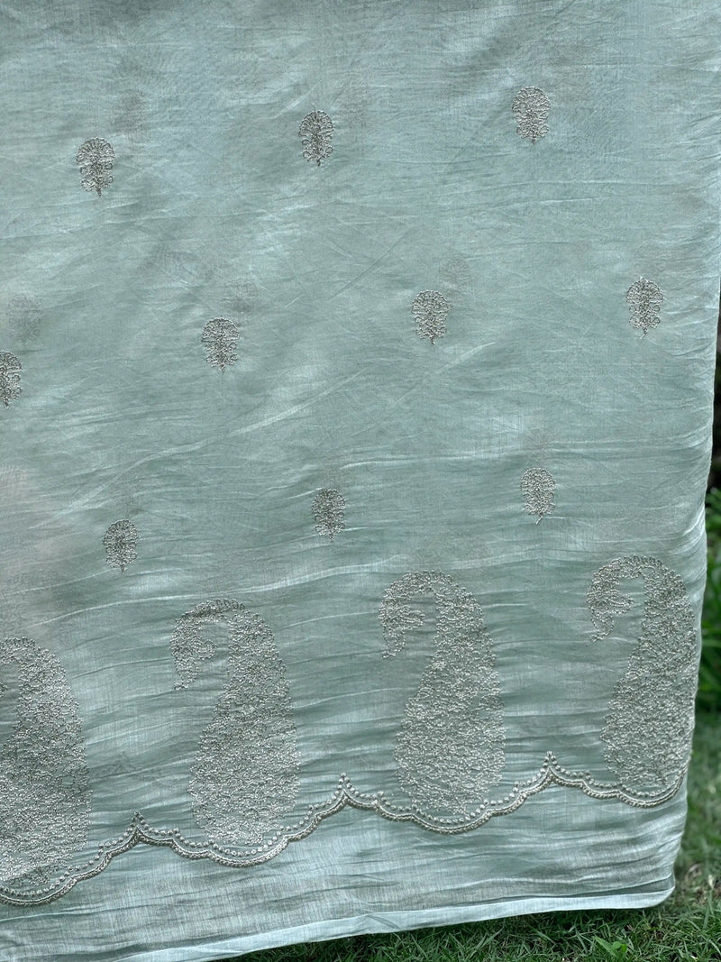 Embroidered 40gm Banarasi Chanderi Fabric