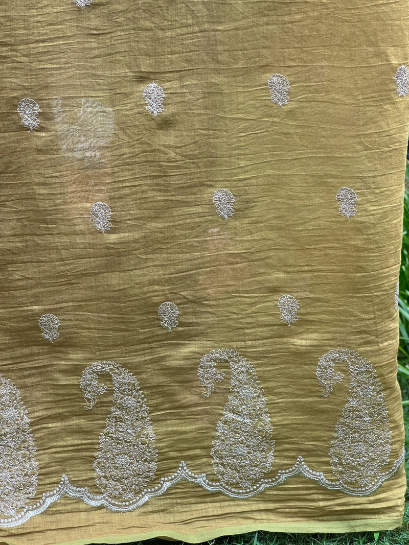 Embroidered 40gm Banarasi Chanderi Fabric