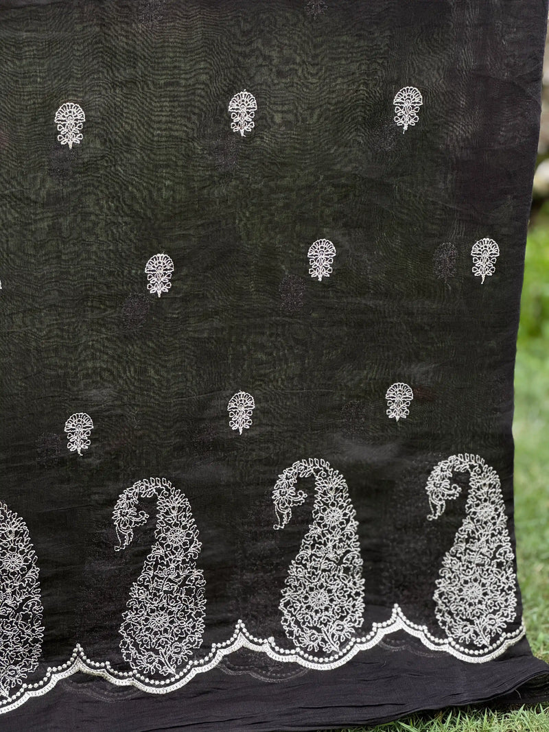Embroidered 40gm Banarasi Chanderi Fabric