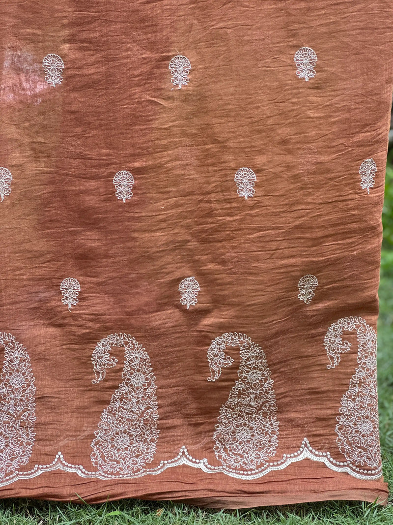 Embroidered 40gm Banarasi Chanderi Fabric