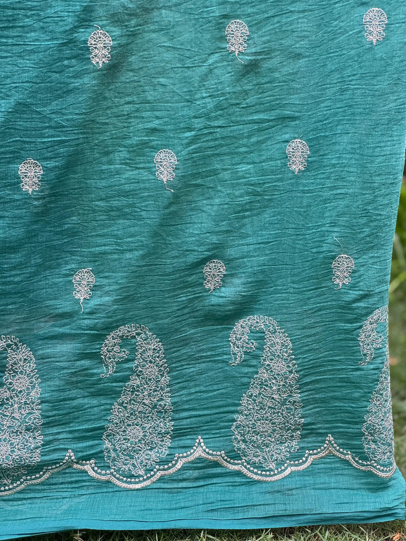 Embroidered 40gm Banarasi Chanderi Fabric