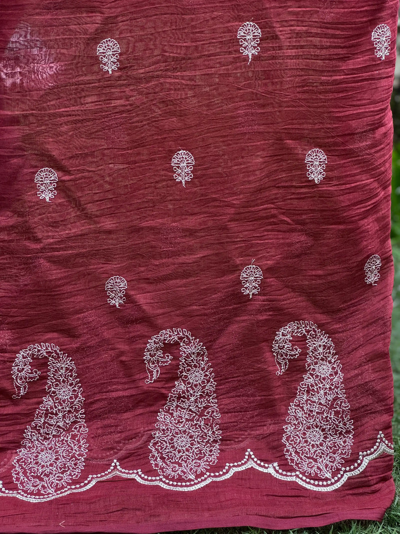 Embroidered 40gm Banarasi Chanderi Fabric