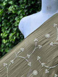 Pearl Embroidered 40gm Banarasi Chanderi Fabrics