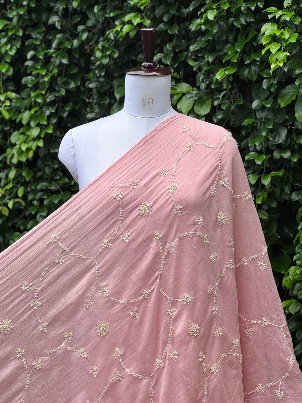Pearl Embroidered 40gm Banarasi Chanderi Fabrics