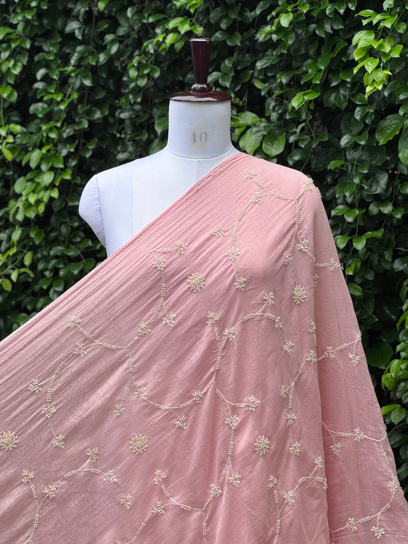 Pearl Embroidered 40gm Banarasi Chanderi Fabrics