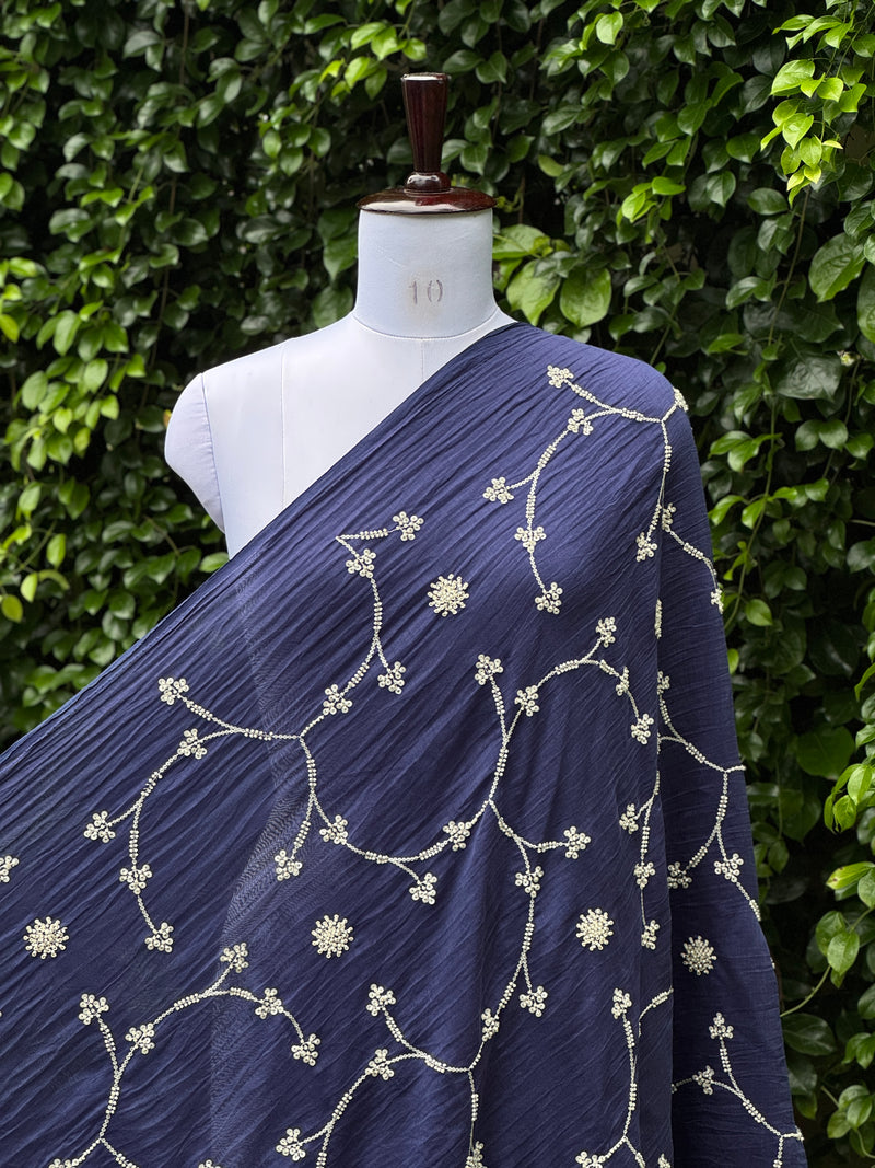 Pearl Embroidered 40gm Banarasi Chanderi Fabrics