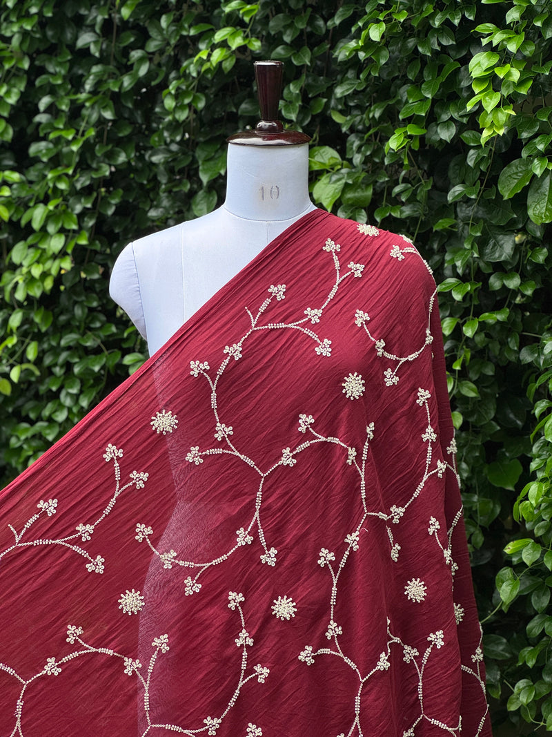 Pearl Embroidered 40gm Banarasi Chanderi Fabrics