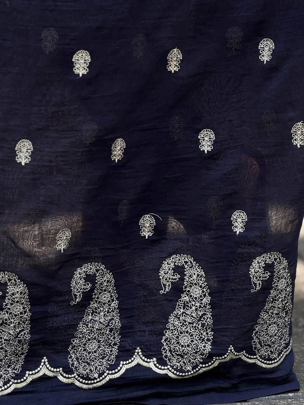 Embroidered 40gm Banarasi Chanderi Fabric
