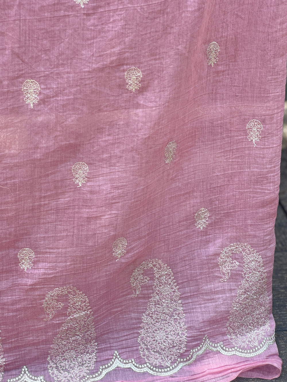 Embroidered 40gm Banarasi Chanderi Fabric