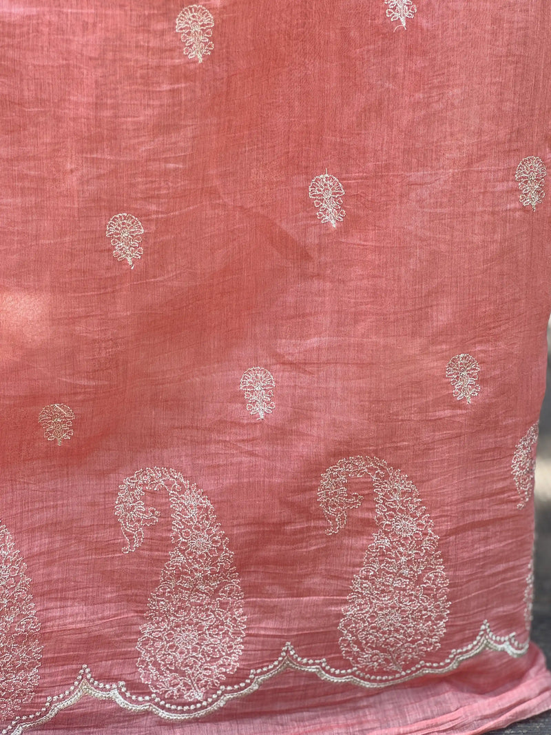 Embroidered 40gm Banarasi Chanderi Fabric