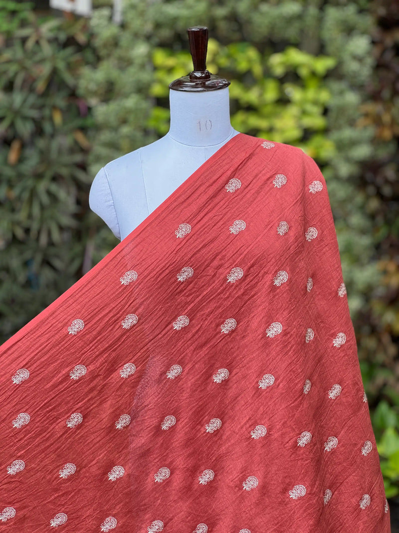 Embroidered 40gm Banarasi Chanderi Fabric