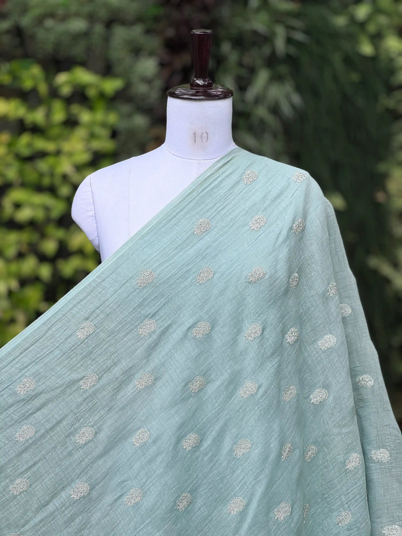Embroidered 40gm Banarasi Chanderi Fabric