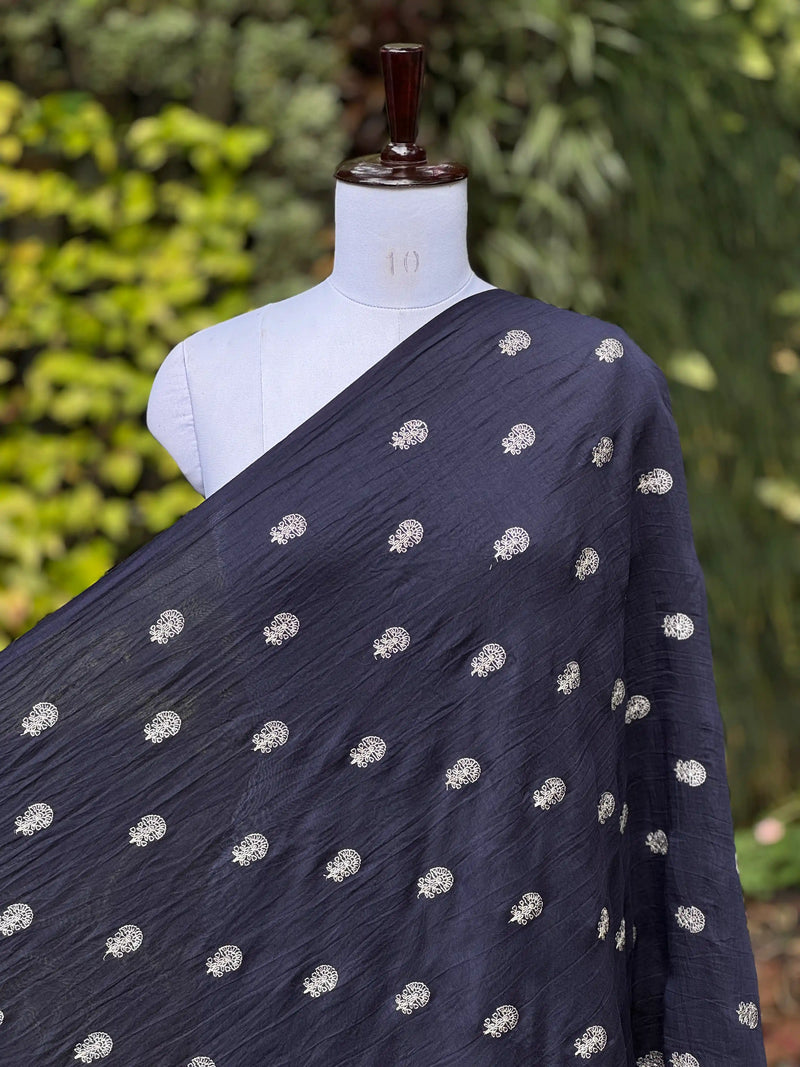 Embroidered 40gm Banarasi Chanderi Fabric