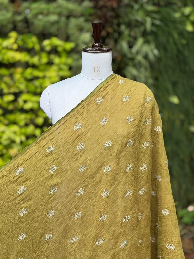Embroidered 40gm Banarasi Chanderi Fabric