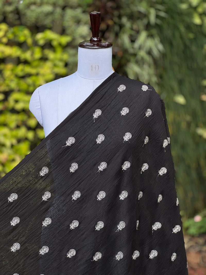 Embroidered 40gm Banarasi Chanderi Fabric
