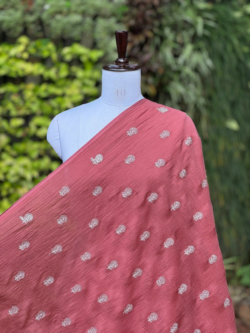 Embroidered 40gm Banarasi Chanderi Fabric