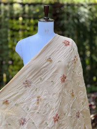 Embroidered - Brush painted 40gm Banarasi Chanderi Fabric