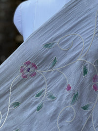 Embroidered - Brush painted 40gm Banarasi Chanderi Fabric