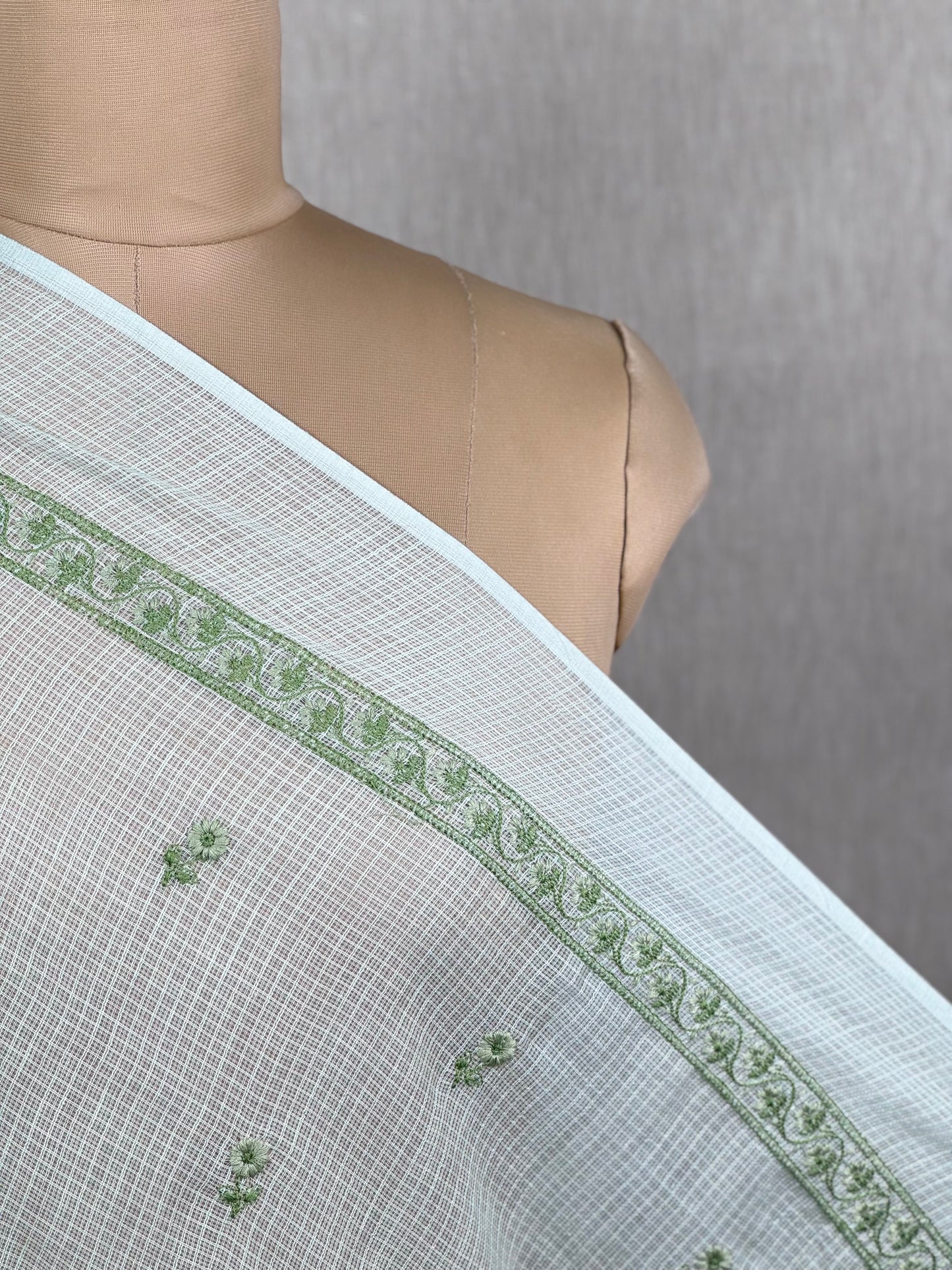Border Embroidered Kota Fabric