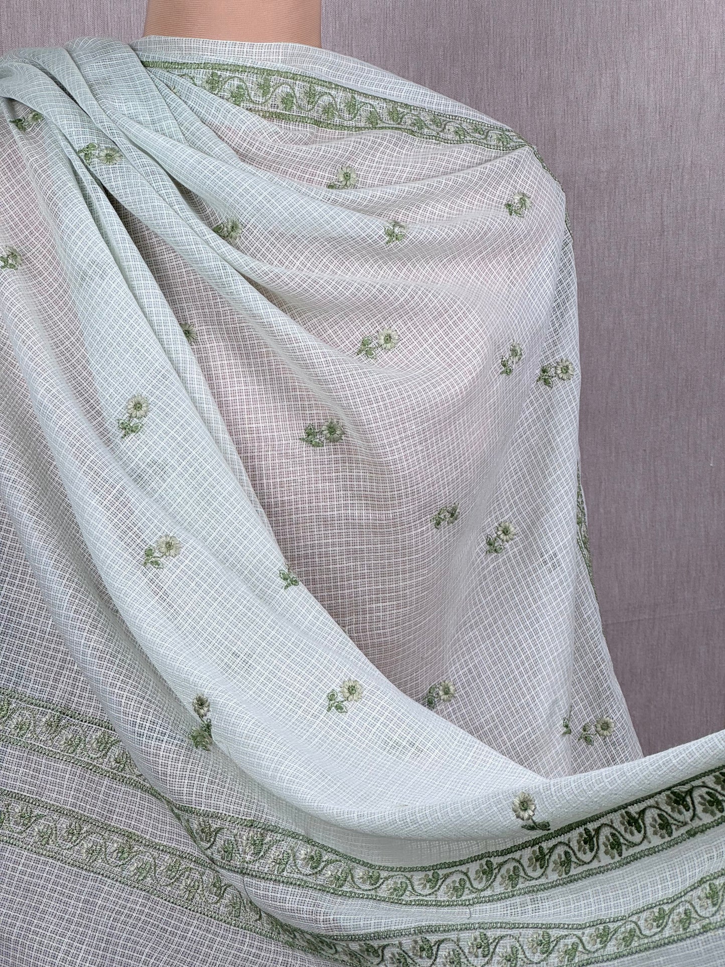 Border Embroidered Kota Fabric