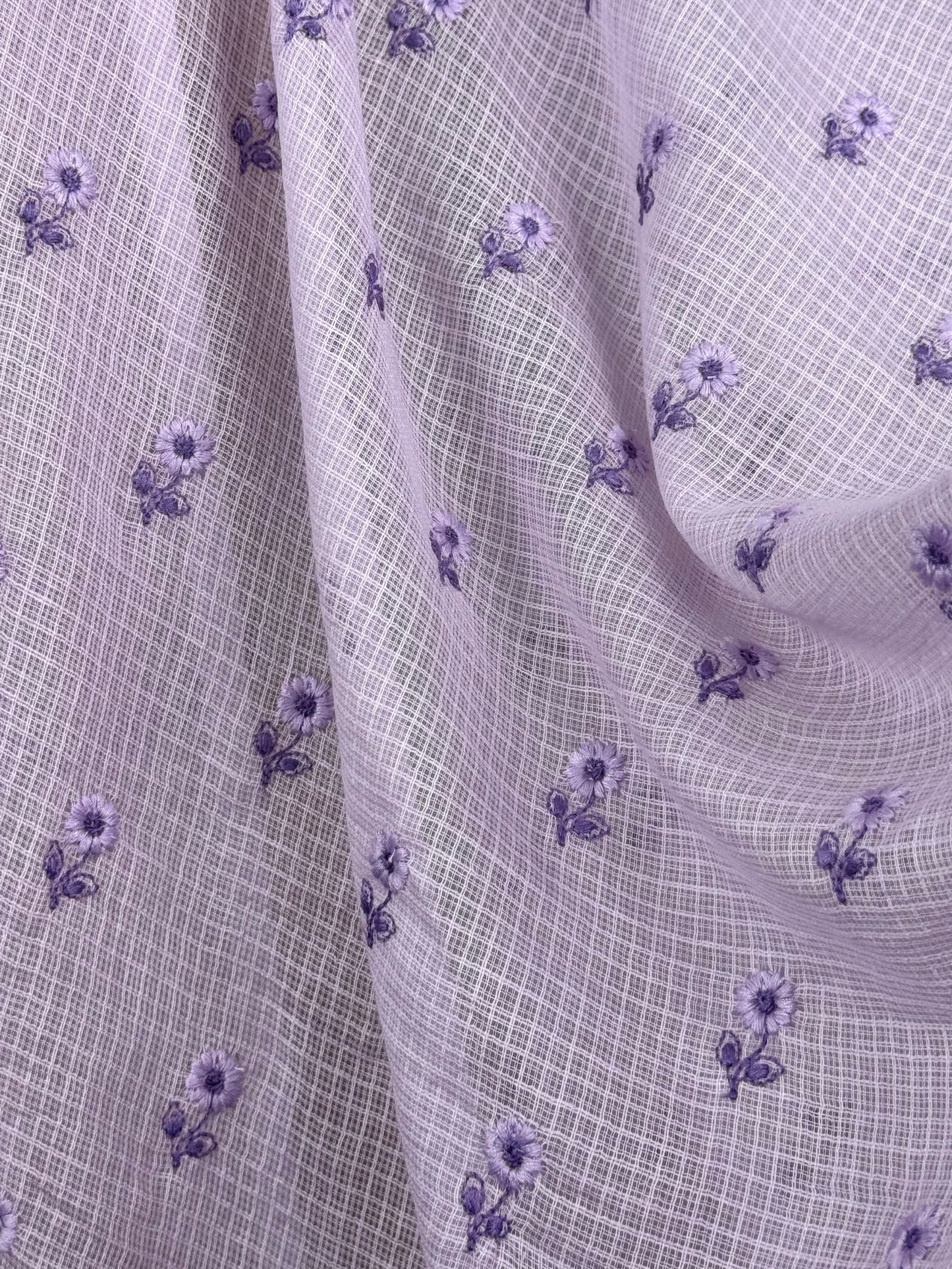 Embroidered Kota Fabric