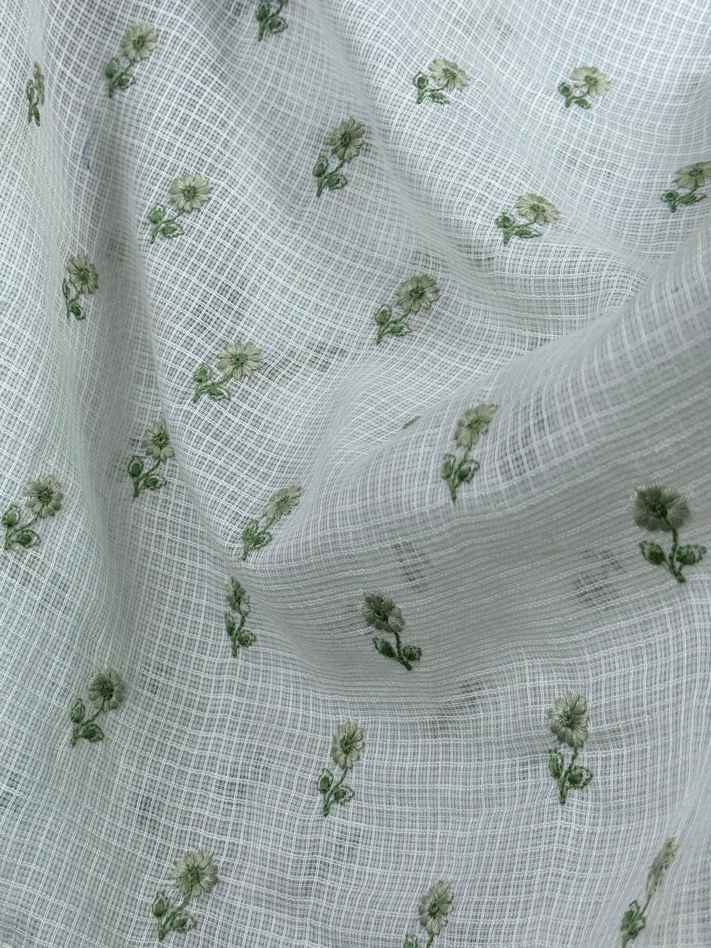 Embroidered Kota Fabric