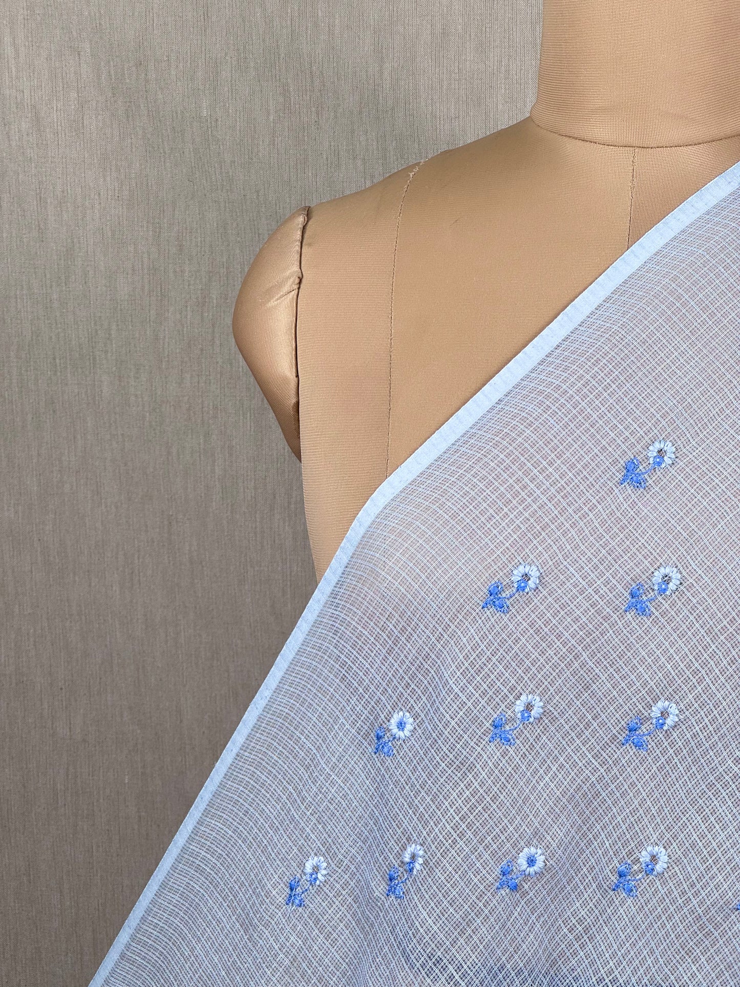 Embroidered Kota Fabric