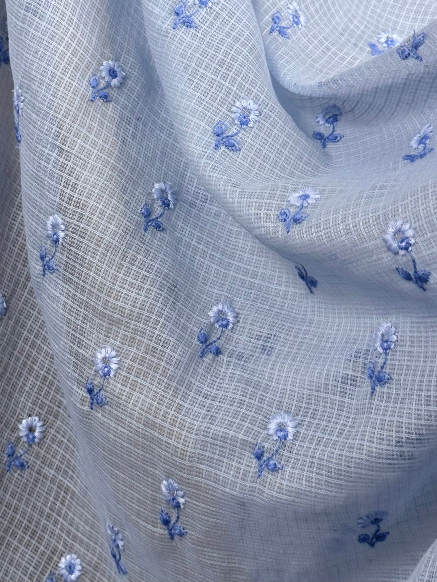 Embroidered Kota Fabric