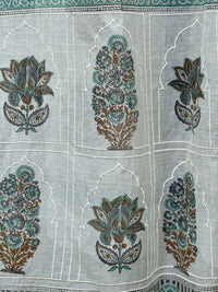 Block Printed Embroidered 40gm Banarasi Chanderi Dupatta
