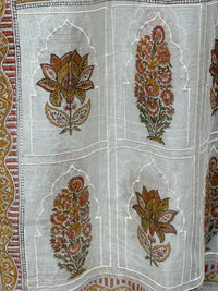 Block Printed Embroidered 40gm Banarasi Chanderi Dupatta