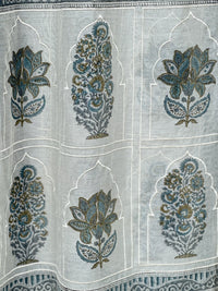 Block Printed Embroidered 40gm Banarasi Chanderi Dupatta