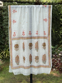 Block Printed Embroidered 40gm Banarasi Chanderi Dupatta