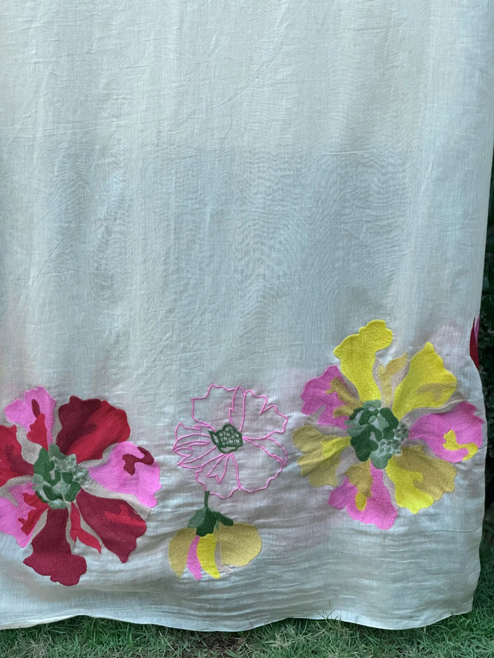 Border Embroidered 40 gm Banarasi Chanderi Fabric