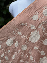 Applique Embroidered 40gm Banarasi Chanderi Fabric