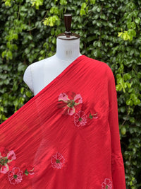 Embroidered 40 gm Banarasi Chanderi Fabric