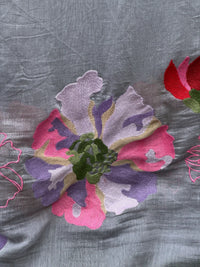 Border Embroidered 40 gm Banarasi Chanderi Fabric