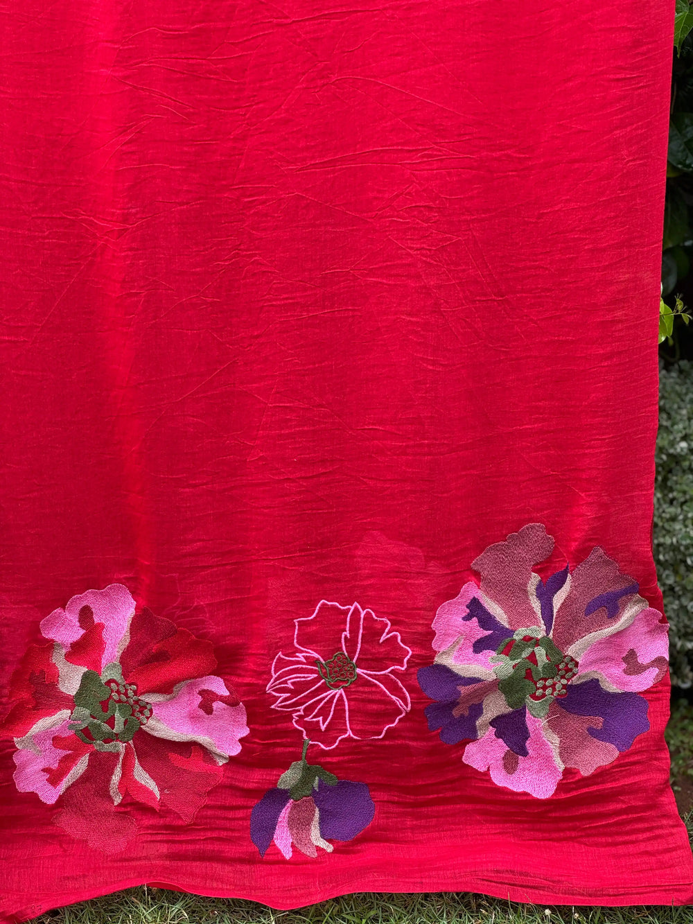 Border Embroidered 40 gm Banarasi Chanderi Fabric