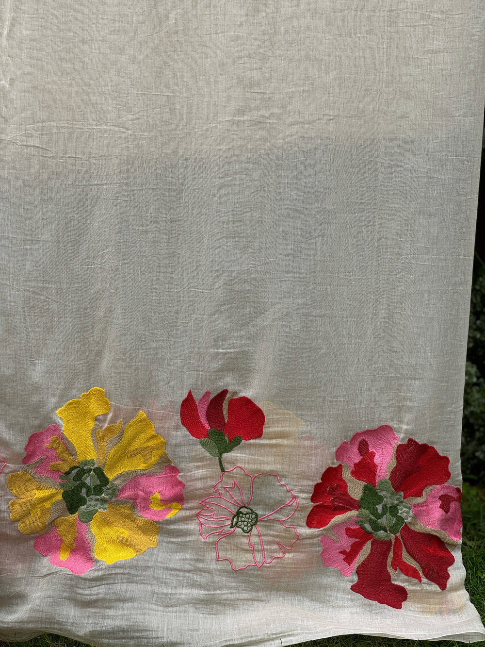 Border Embroidered 40 gm Banarasi Chanderi Fabric