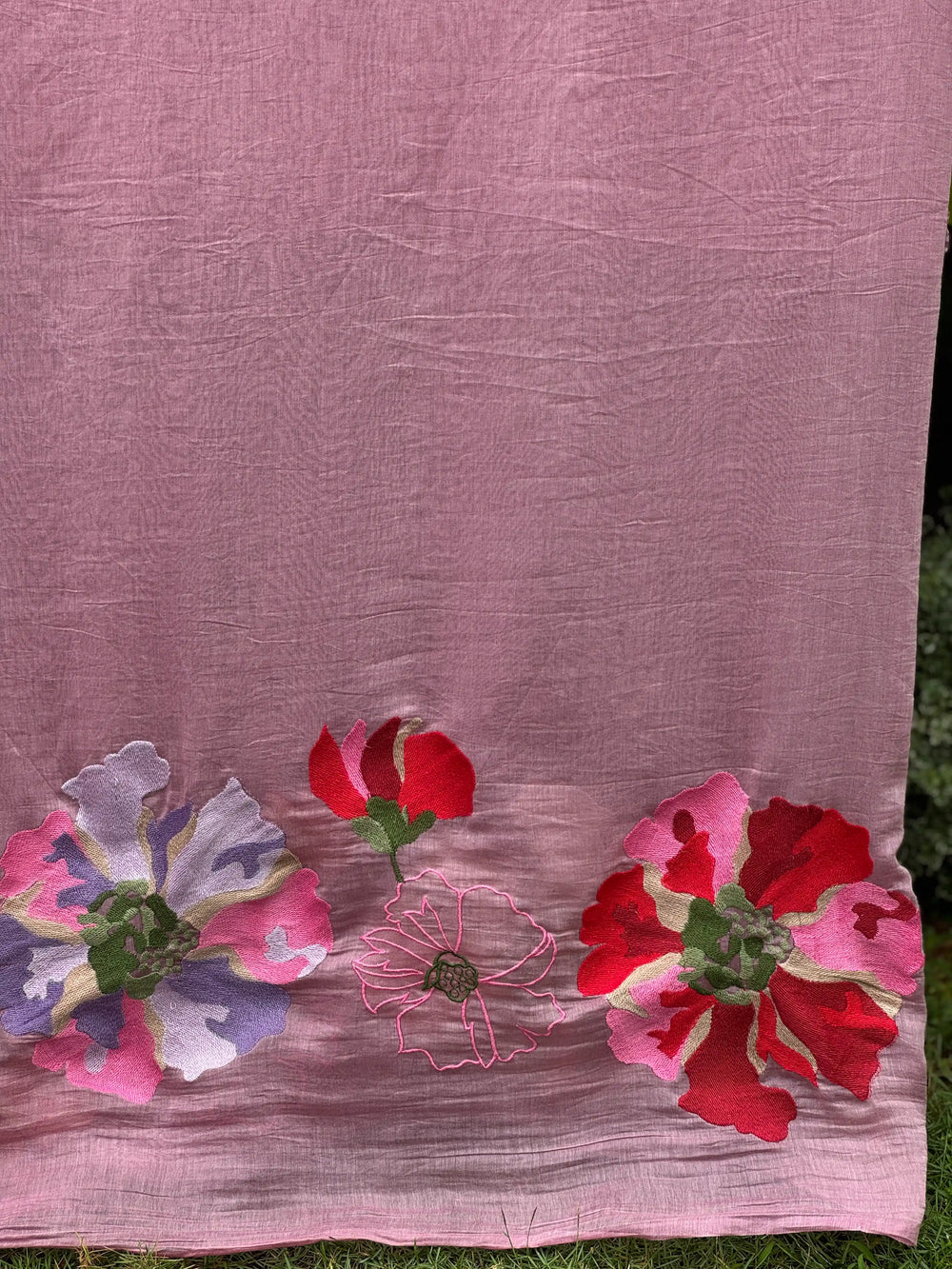 Border Embroidered 40 gm Banarasi Chanderi Fabric