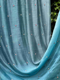 Pearl Embroidered 4D Banarasi Silk Chanderi Fabrics