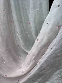 Pearl Embroidered 4D Banarasi Silk Chanderi Fabrics