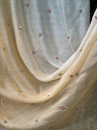 Pearl Embroidered 4D Banarasi Silk Chanderi Fabrics