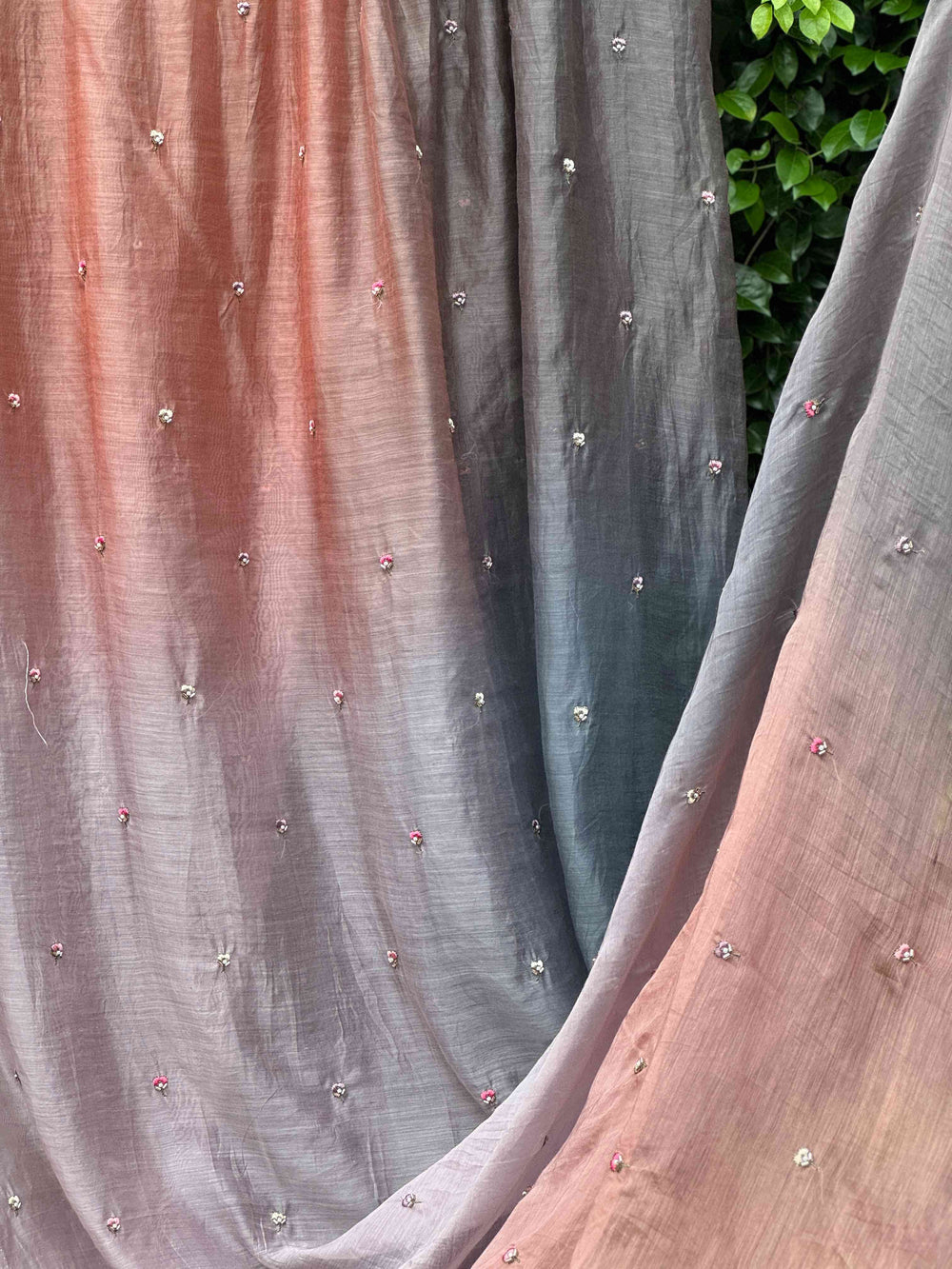 Pearl Embroidered 4D Banarasi Silk Chanderi Fabric