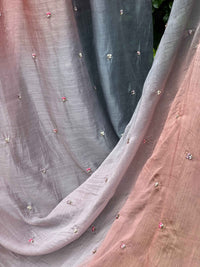 Pearl Embroidered 4D Banarasi Silk Chanderi Fabric