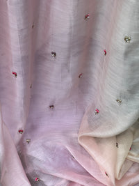 Pearl Embroidered 4D Banarasi Silk Chanderi Fabric