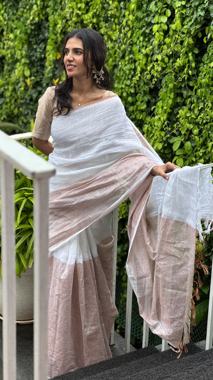 Half Linen Silk - Half Linen Tissue Saree