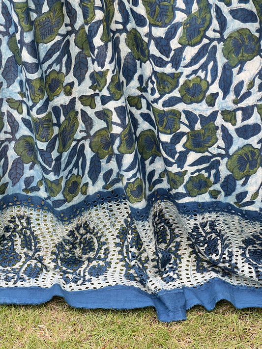 Ajrakh Dabu Block-printed Hakoba Cotton Fabric