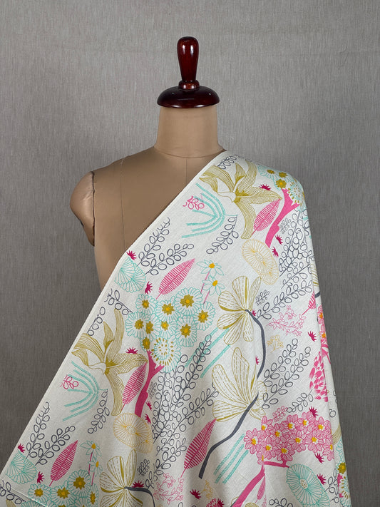 Printed Flax Cotton Fabric