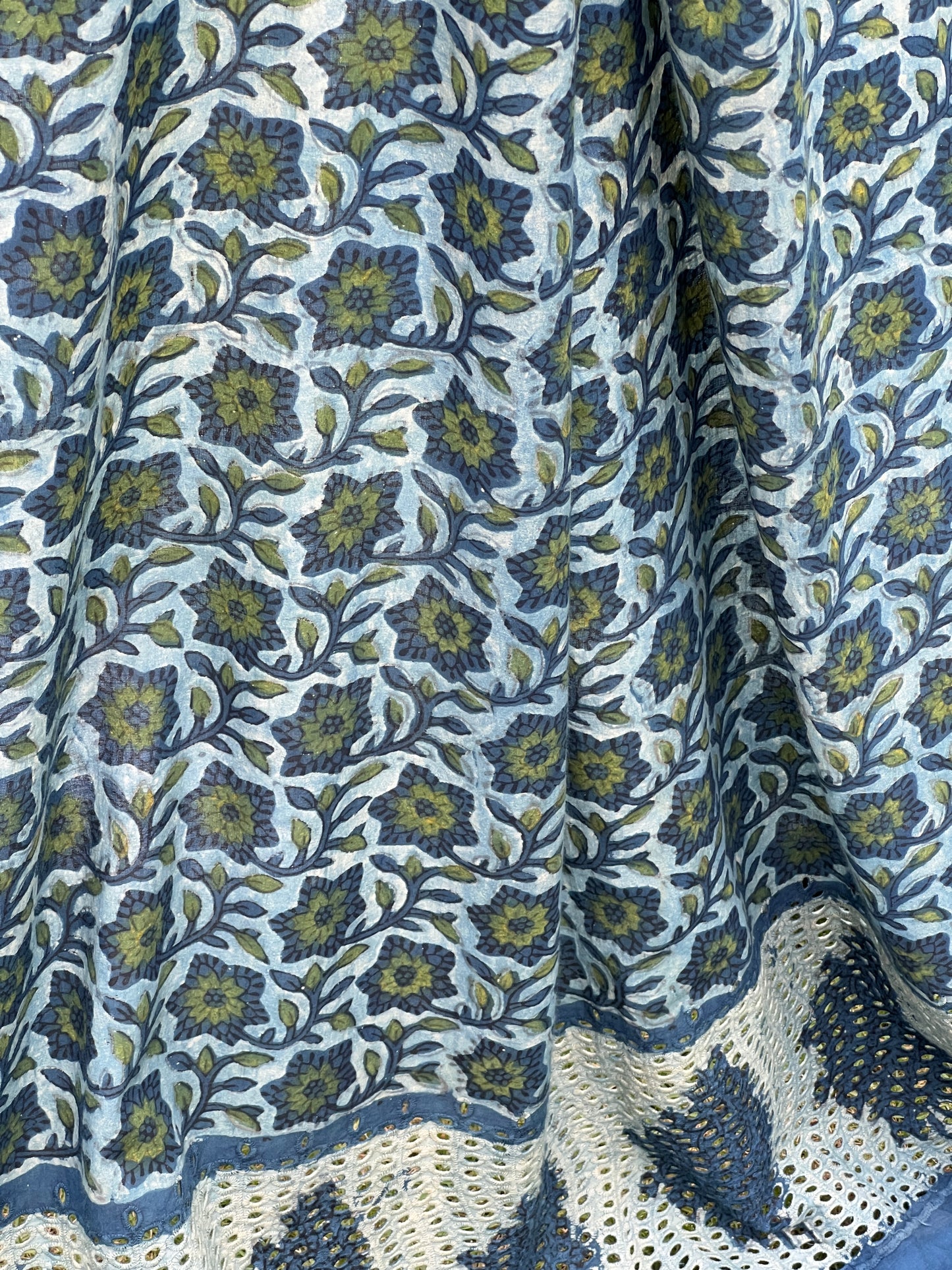 Ajrakh Dabu Block-printed Hakoba Cotton Fabric